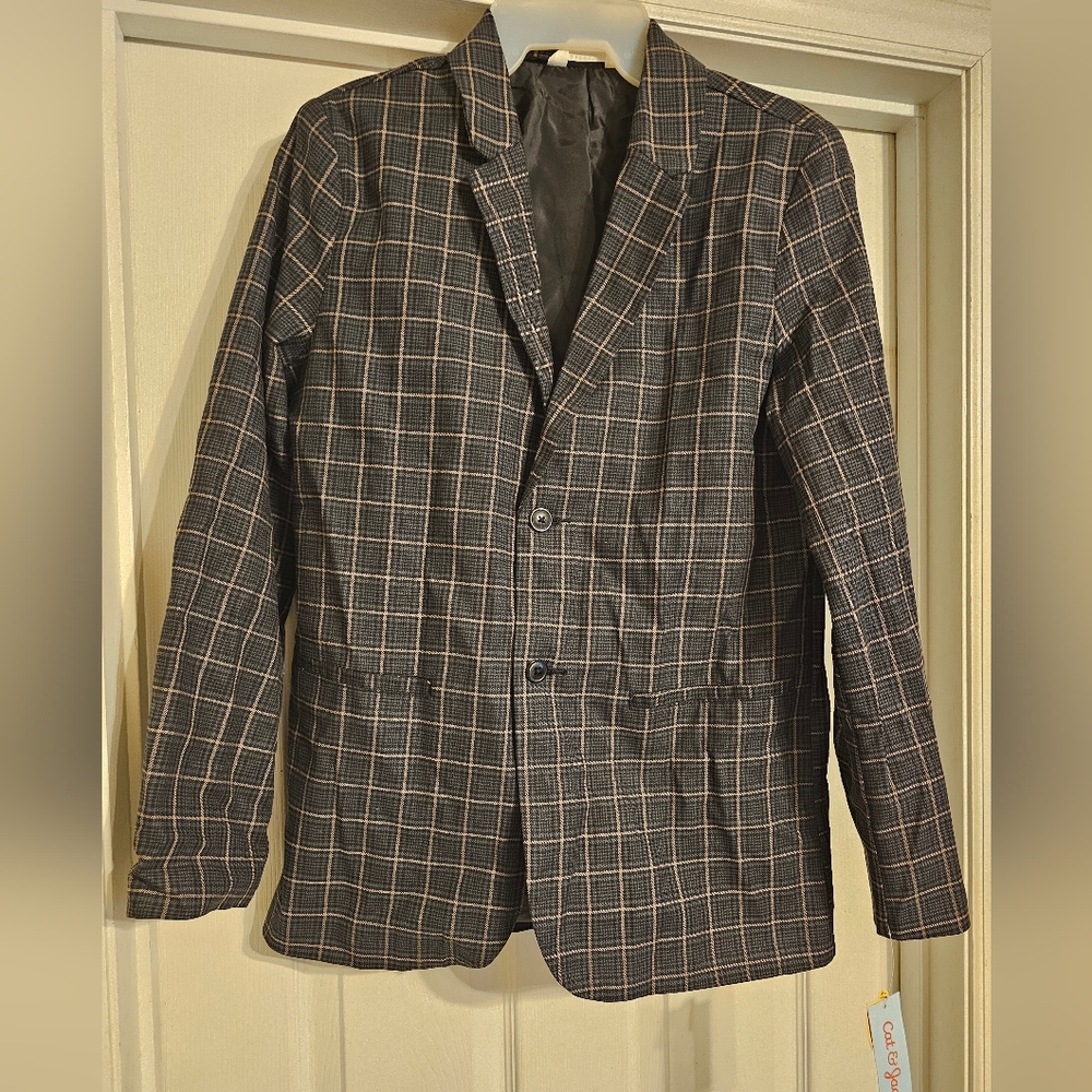 NWT Cat & Jack Boys's Plaid Blazer. Size:16.